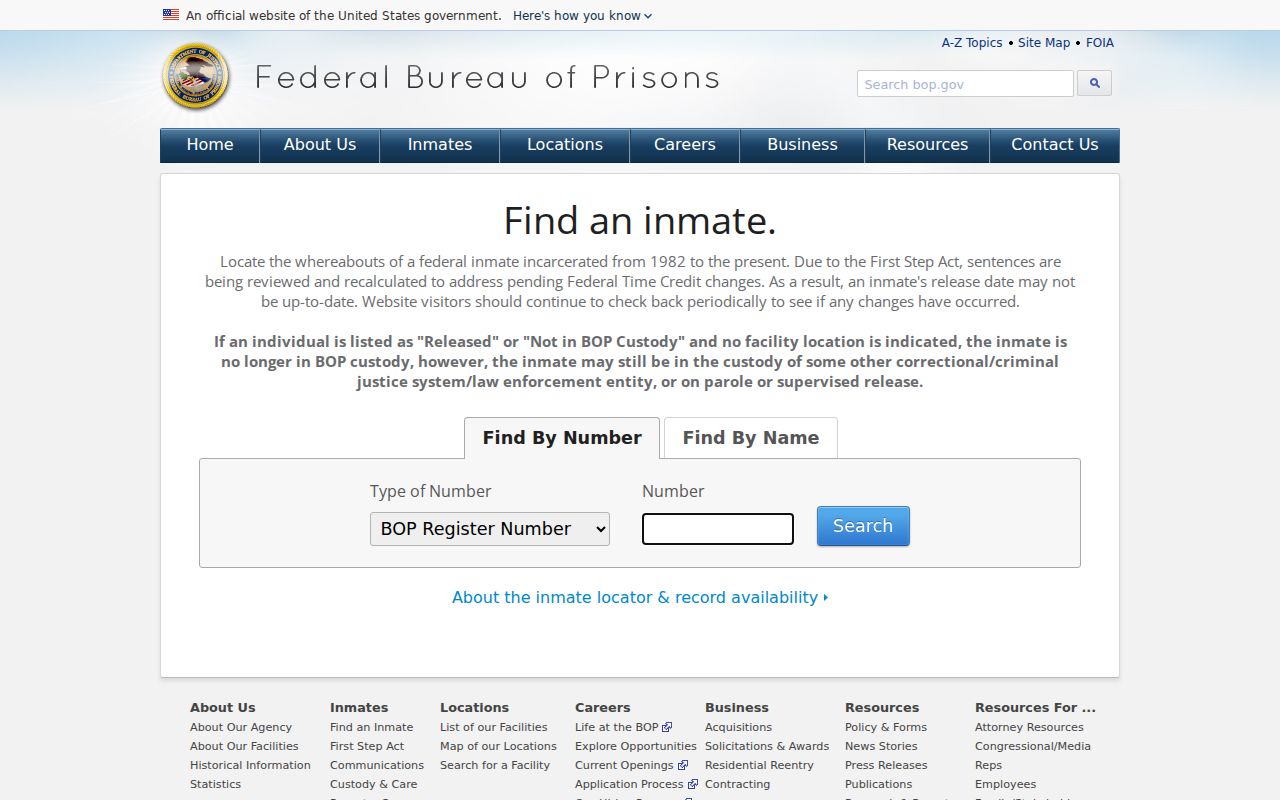 Deschutes County criminal records federal inmate locator